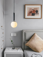 Glass Ball LED Pendant Light for Bedroom and Bar, Modern Globe Hanging Ceiling Lamp