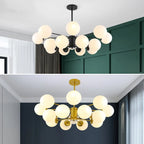 Black/Gold Glass Pendant Light for Living Room Bedroom Restaurant