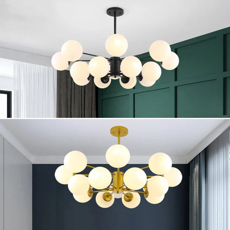 Black/Gold Glass Pendant Light for Living Room Bedroom Restaurant