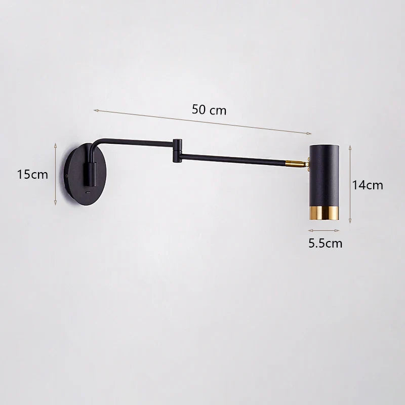 Swing Arm Bedside Wall Lamp White Black Post-modern Interior LED Reading Light