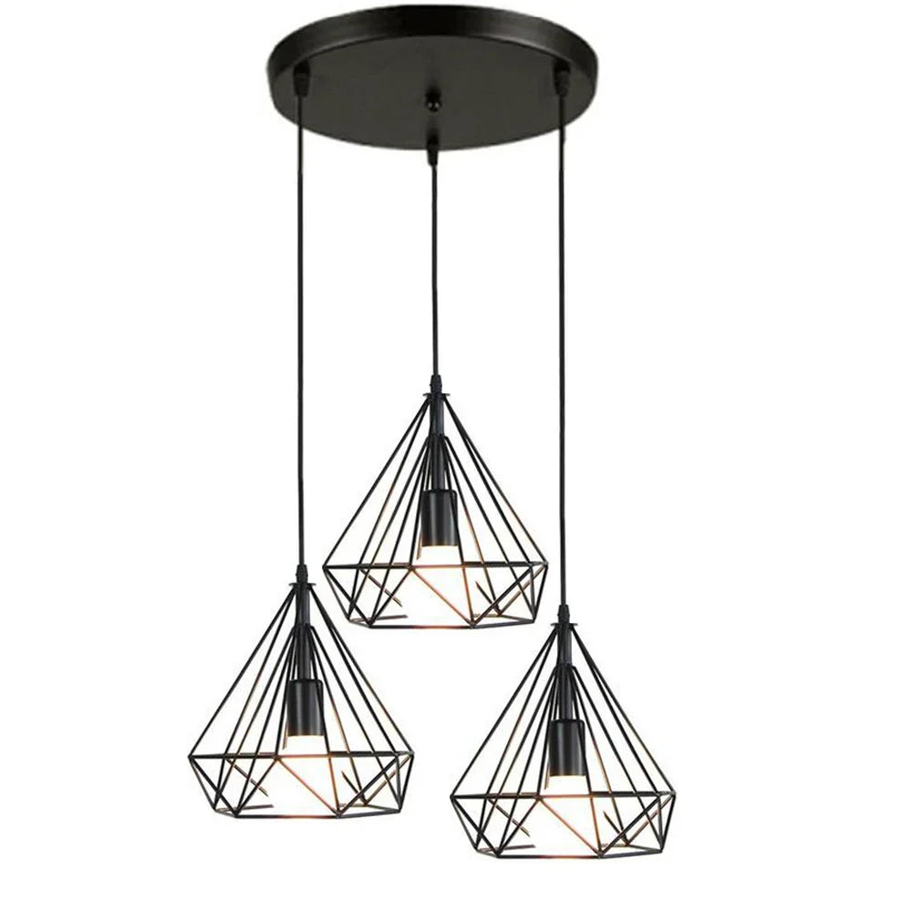 Industrial LED Pendant Light Vintage Loft Cage Hanging Lamp for Home Decor