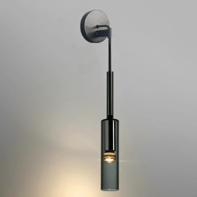 Smoky Gray Glass Wall Light Modern Bar Living Room LED Sconce Fixture