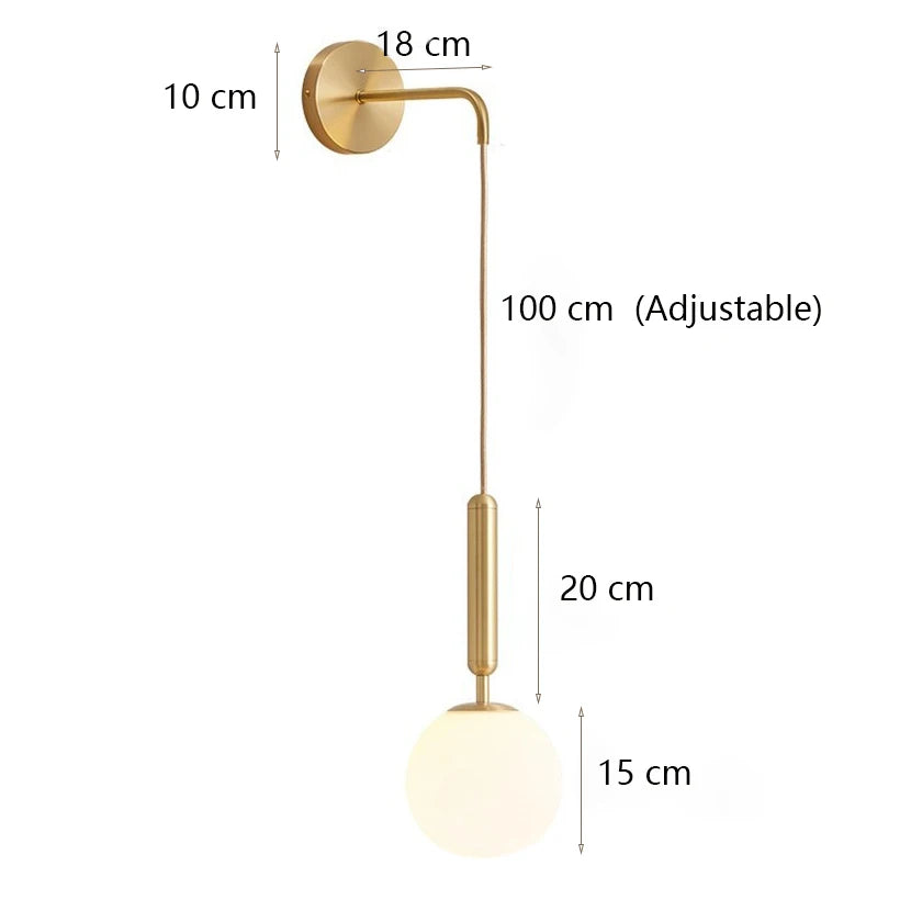 Glass Shade Gold Wall Lamp for Bedroom Loft Design, Up Down Iron LED Wall Lights