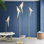 Origami Crane Perch Gold Floor Lamp - Creative Acrylic Design for Home Decor