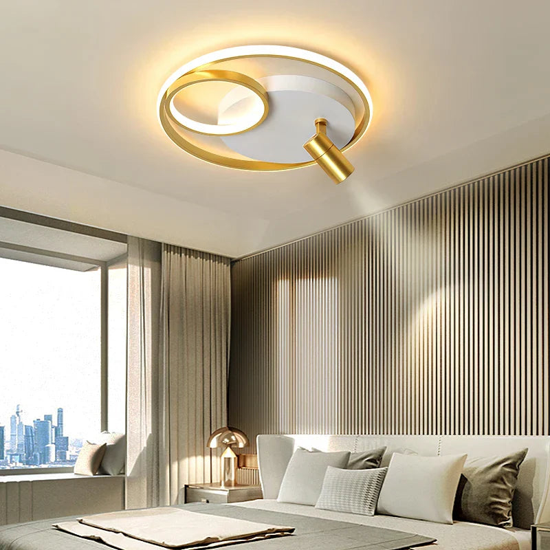 Nordic Gold Chandelier: Dimmable Remote Ceiling Light for Bedroom & Living Room
