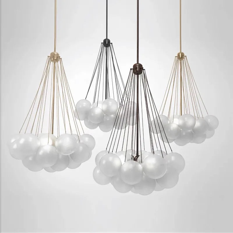 Modern Glass Ball Chandelier LED Lighting Fixtures for Restaurant and Children's Room