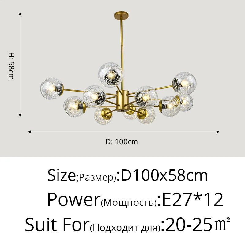 Glass LED Chandeliers: Modern Dining Room Bedroom Living Room Pendant Lights