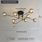 Black & Gold LED Round Ball Chandelier - Elegant Lighting Fixture for Home