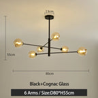 Black/Gold G9 LED Chandelier for Living Room Bedroom Modern Pendant Lighting