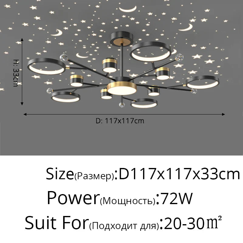 Modern LED Ceiling Chandelier | New Star Projection | Living Room Bedroom Lighting Fixtures