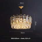 Gray/Clear Crystal K9 LED Pendant Lamp for Modern Luxury Living Room