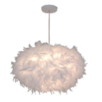 White Feather Pendant Light: Modern Fluffy Shade for Bedroom and Study Room