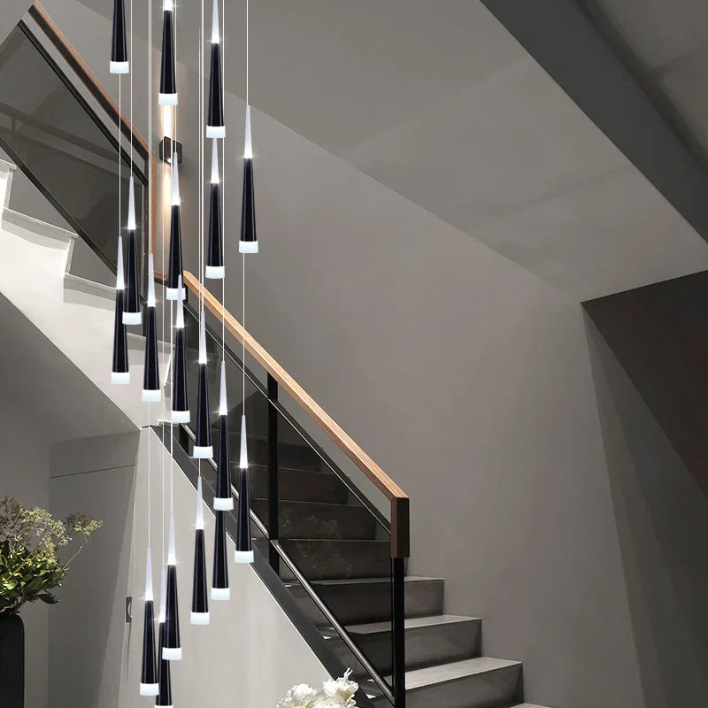 LED Chandelier Lighting for Staircase in Gold/Black/Silver/Coffe - Duplex & Villa Attic Suitable