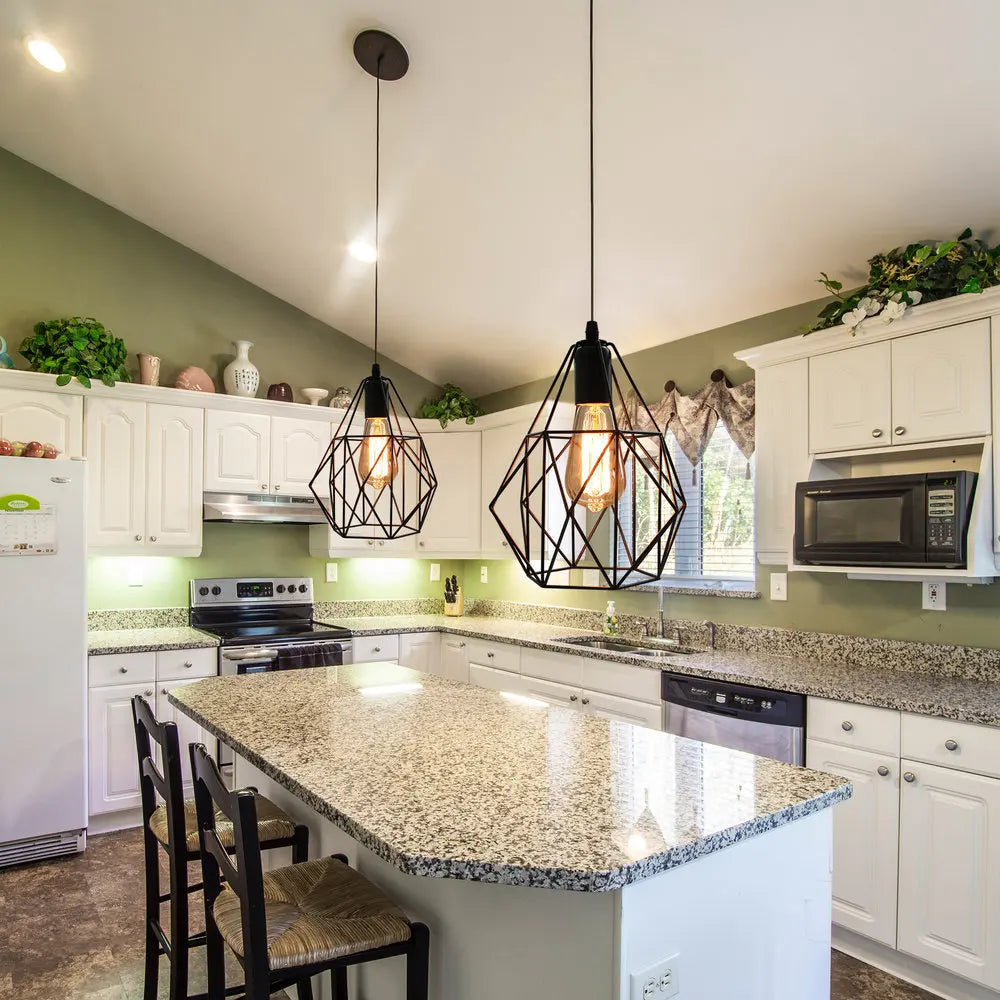 Iron Cage Chandelier Loft Ceiling Light for Kitchen Bedroom Living Room