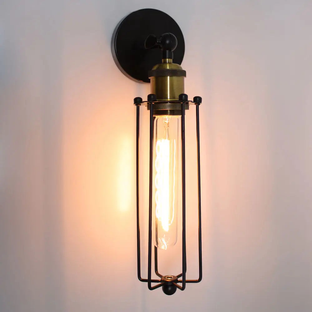Vintage Industrial LED Wall Light Cage Guard Sconce E27 Iron Lamp Shade Loft Wall Lamps