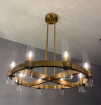 Glass Chandelier Pendant Lamp with E14 LED, Chrome Finish, Retro Design