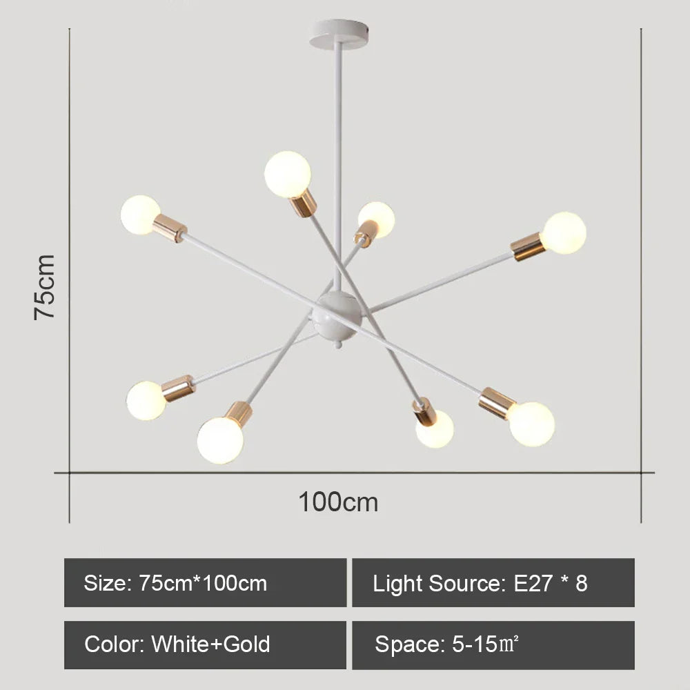 LED Ceiling Chandelier: Modern & Industrial Sputnik Style for Living Room & Bedroom