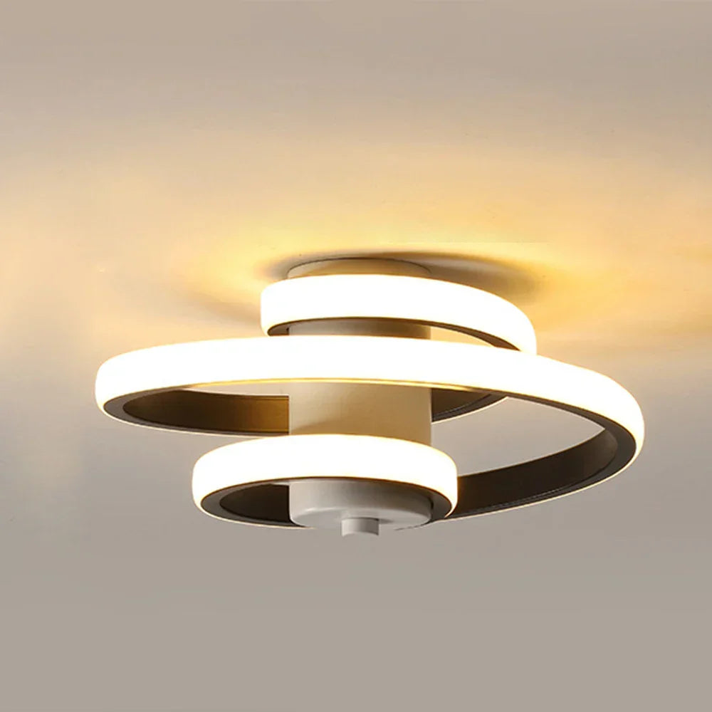 Spiral LED Ceiling Light: Modern Minimalist Indoor Lighting Fixture for Living Room