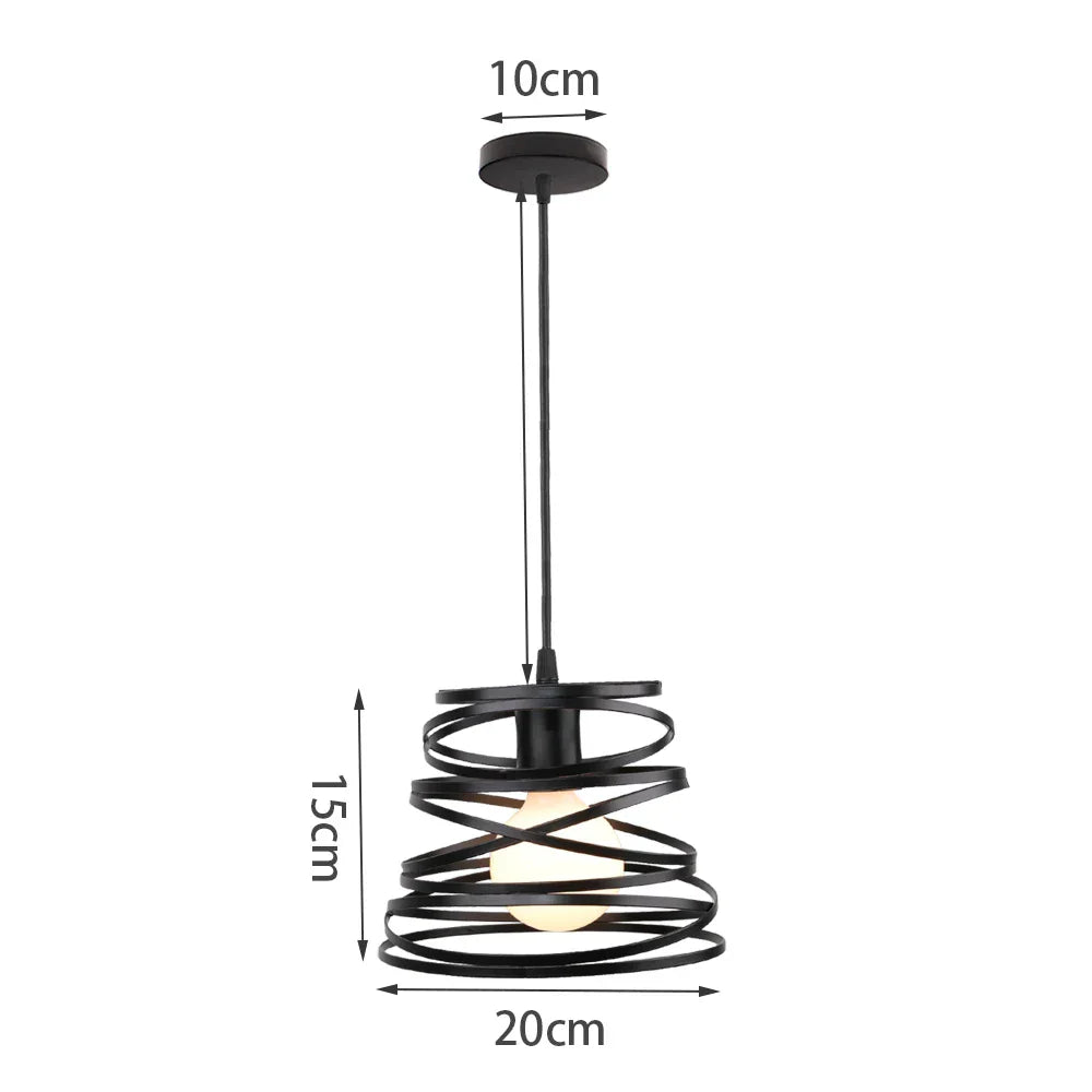 Vintage Industrial Chandelier Lamp, Black Iron Pendant Light for Kitchen Bedroom