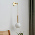 Modern Gold Black Hanging Wall Lamp with Glass Lampshade for Bedroom Decor