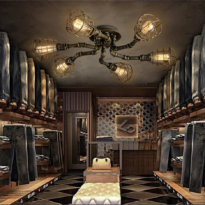 Waterpipe Edison Bulb Chandelier for Loft Bar Cafe Dining Room