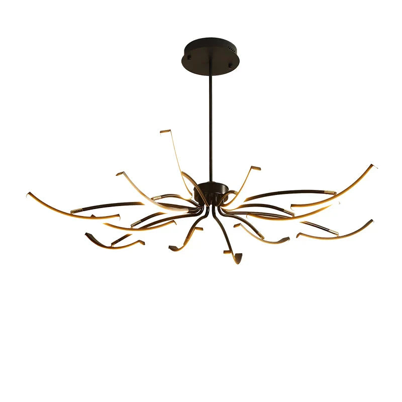 Modern LED Chandelier - Matte Black/White Finish, Adjustable for Living Room, Bedroom.