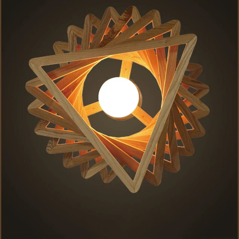 Triangle Wood Chandelier LED Indoor Hanging Lamp for Living Room decor