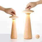 Kids UFO Wood LED Table Lamp: Modern, Dimmable, Cartoon Design, Ideal for Children's Bedroom