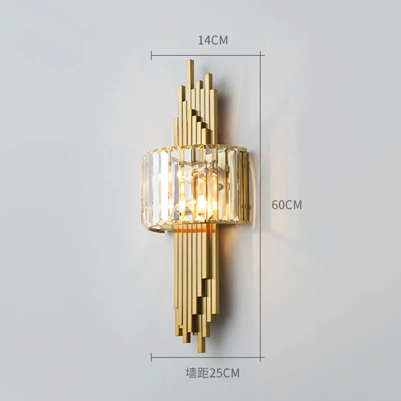 Crystal Gold Wall Lamp | Modern Minimalist LED Indoor Lighting for Living Room & Bedroom