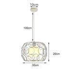 White Cage Industrial Pendant Light Fixture - Modern Loft Hanging Lamp