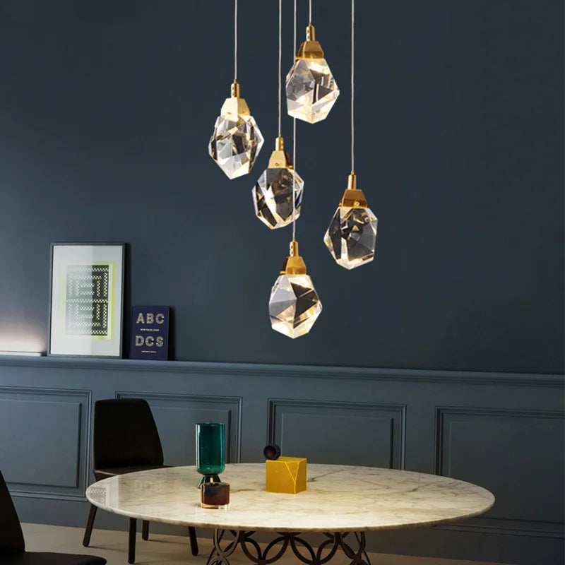 Nordic Crystal Chandelier for Duplex Villa Stair Living Dining Exhibition Hall