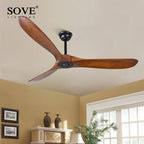 60" Industrial Wooden Ceiling Fans Remote Control Ventilateur De Plafond