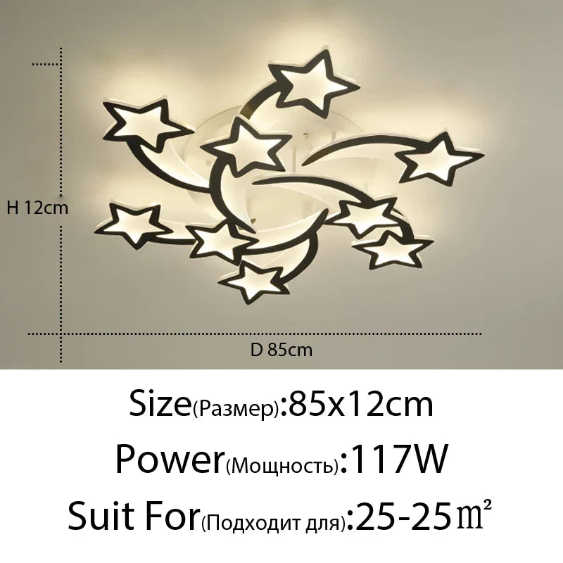 Modern LED Star Chandelier with Remote Control Indoor Lighting