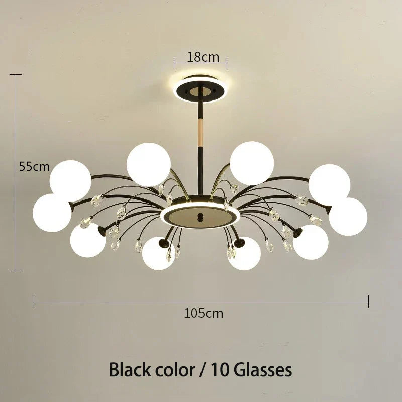 Nordic Crystal Glass Chandelier with E27 Lamp Holder for Livingroom Bedroom Diningroom by Afralia™