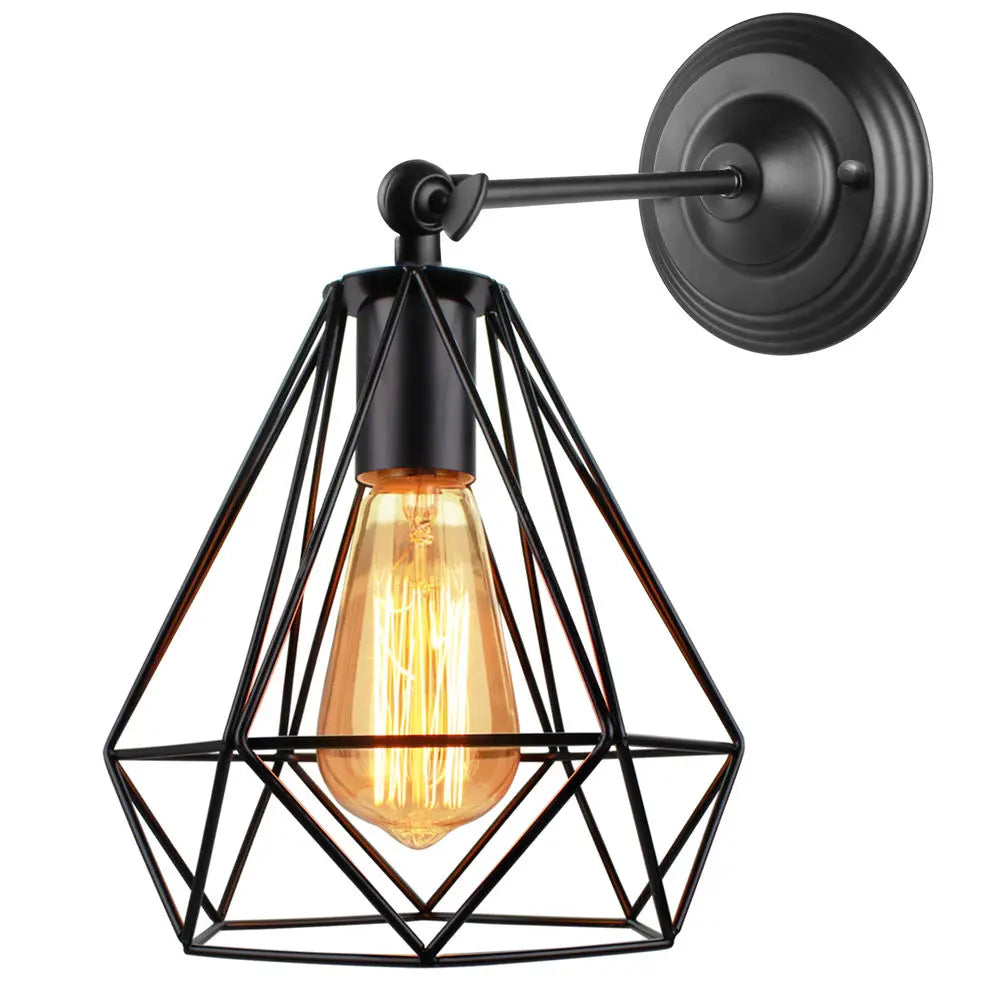 Vintage Industrial LED Cage Wall Light E27 Sconce Modern Indoor Lighting