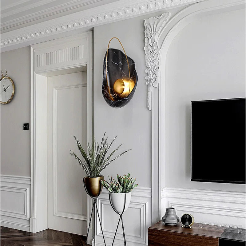 Marble Shell Wall Lamp, Nordic Modern Design for Living Room Bedroom Aisle.