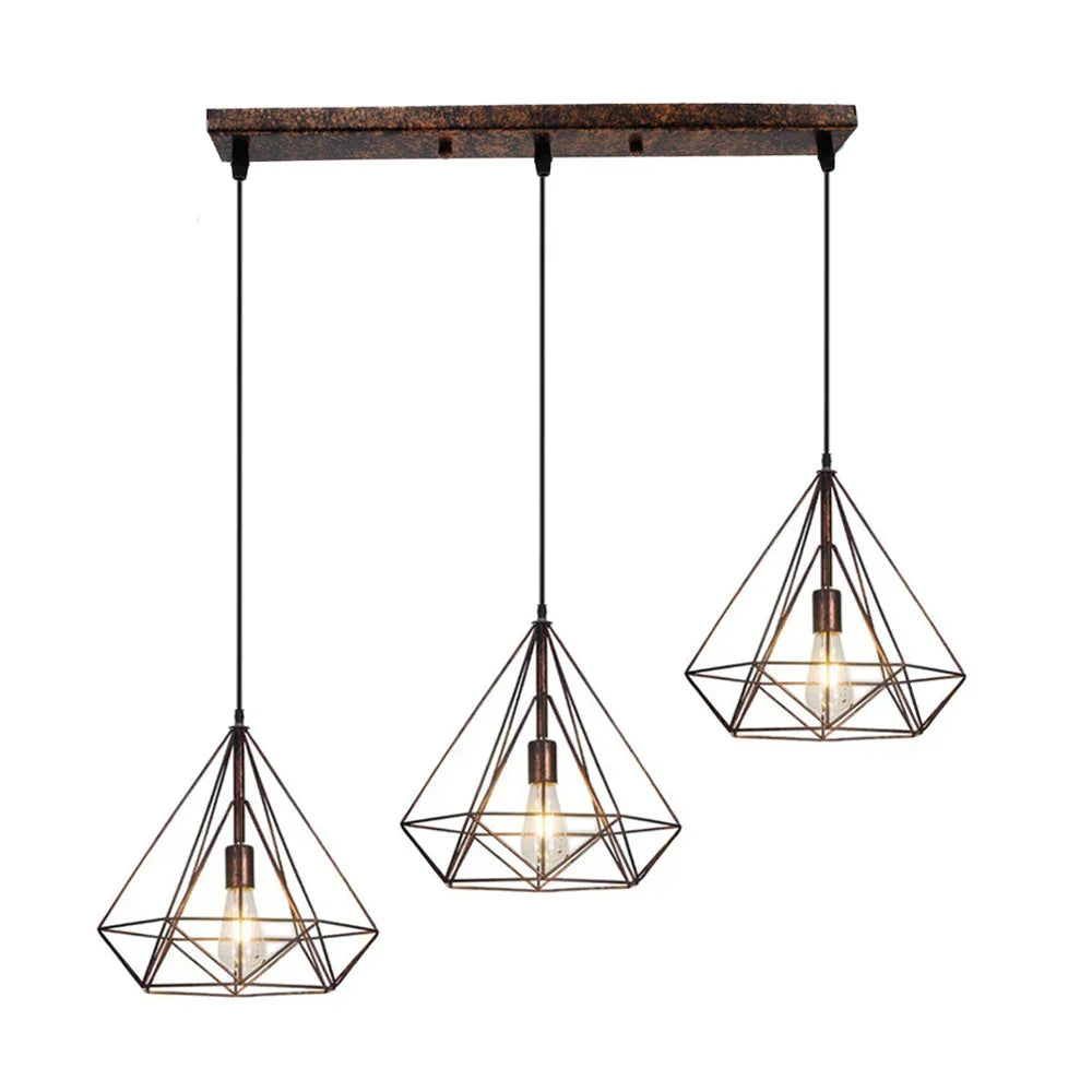 Industrial LED Pendant Light Vintage Loft Cage Hanging Lamp for Home Decor
