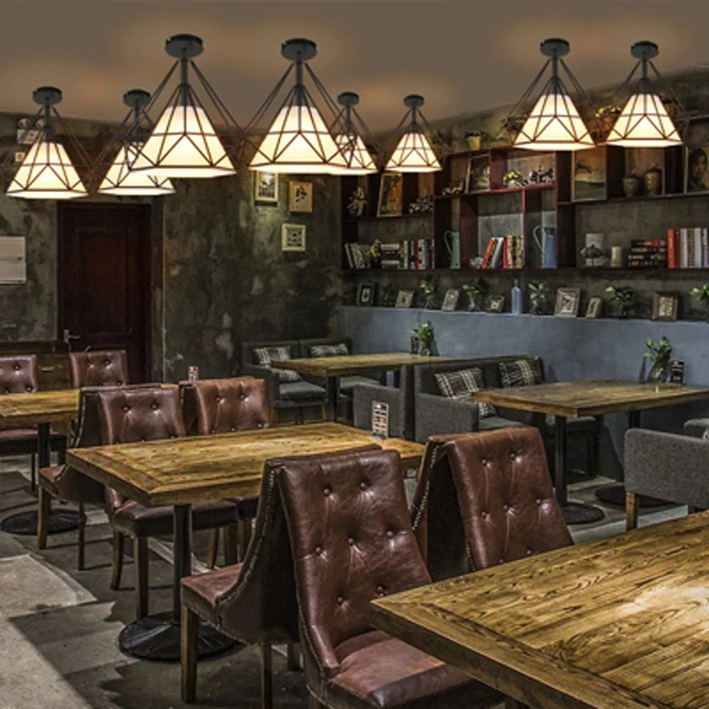 Iron Cage Ceiling Lamp: Modern Nordic LED Light Fixture for Kitchen, Living Room, Bedroom