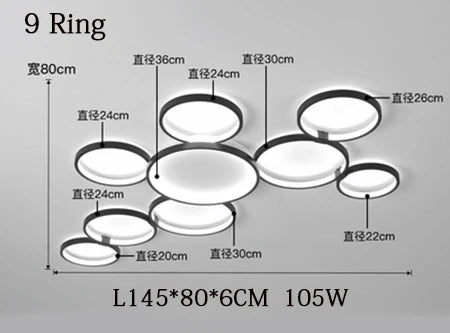 Nordic Remote Control LED Ceiling Lamp for Living Room, Study Room - Modern & Creative