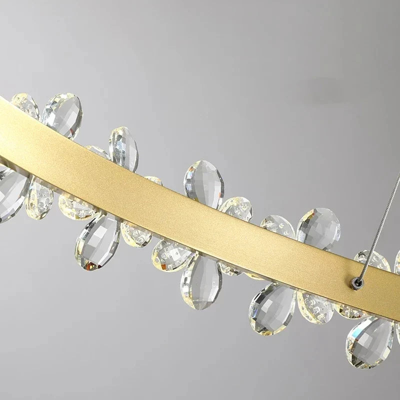 Crystal LED Chandelier: Luxury Lighting for Living, Dining, Kitchen - Elegant Iron & Aluminum Design