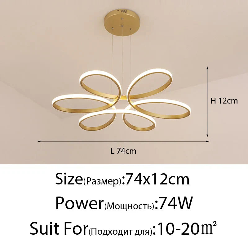 LED Ceiling Chandelier: Remote Control Modern Aluminum Bedroom Living Room Lamp