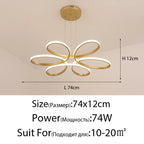 LED Ceiling Chandelier: Remote Control Modern Aluminum Bedroom Living Room Lamp