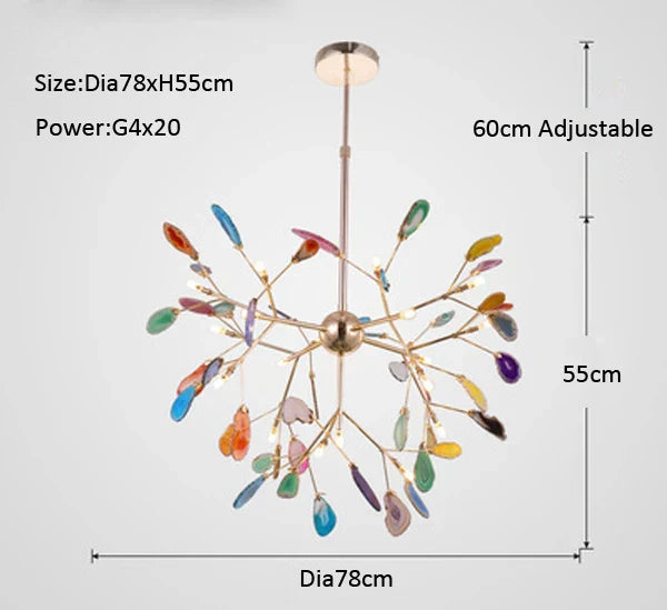 Agate Branch Chandelier - Nordic Glass LED Globe for Bedroom, Kitchen, Dining Room
