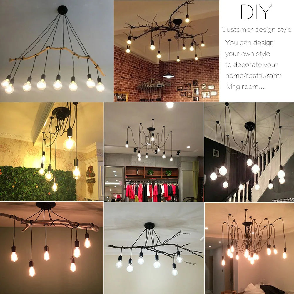 Vintage Industrial Spider Chandelier Ceiling Pendant Light - DIY Art Suspension Decor