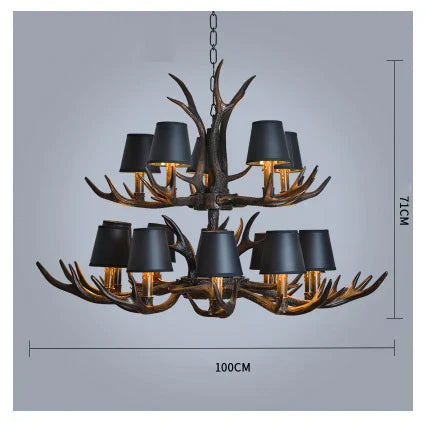 Antler Chandelier: Retro Resin Pendant Lamp for Living Room, Modern Rustic Lighting