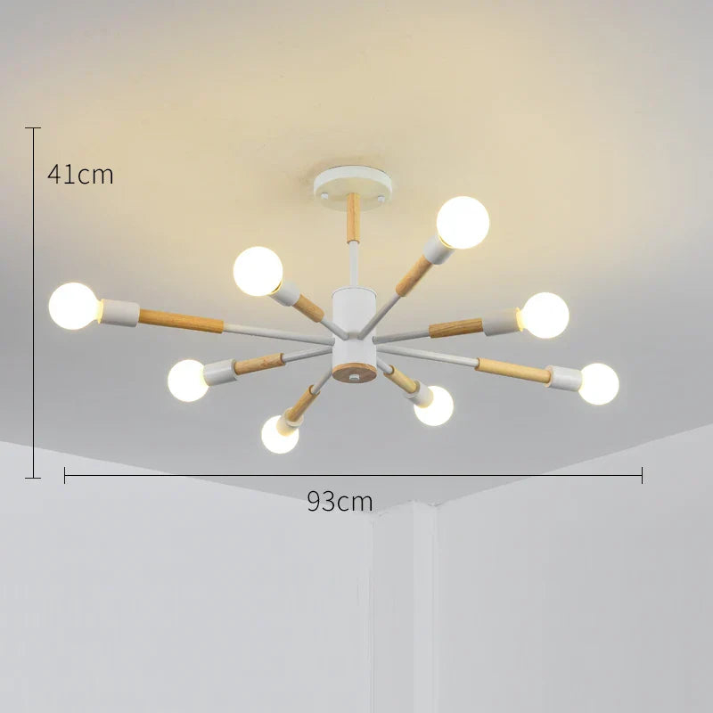 LED Wooden Ceiling Lights w/ E27 Bulb for Modern Livingroom & Bedroom