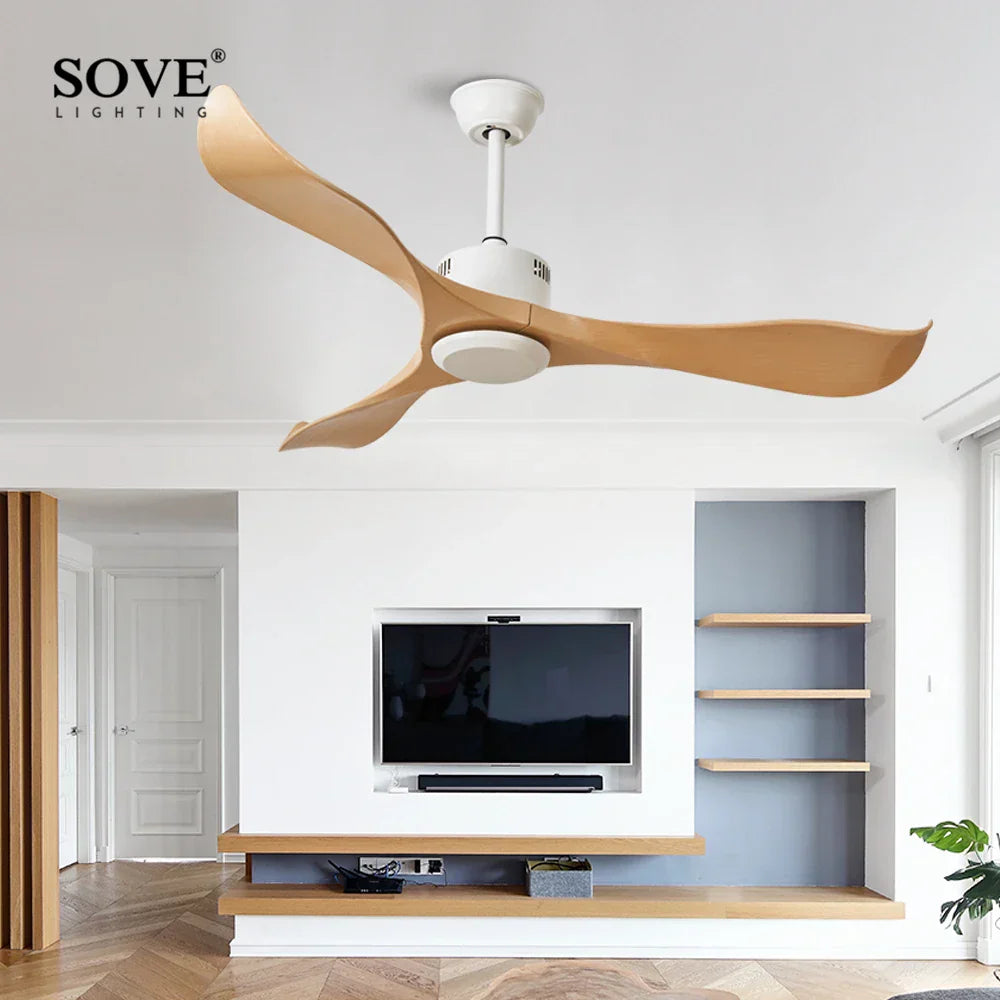 Modern White Plastic Blade Ceiling Fan Remote Control Bedroom 220v Ventilateur De Plafond