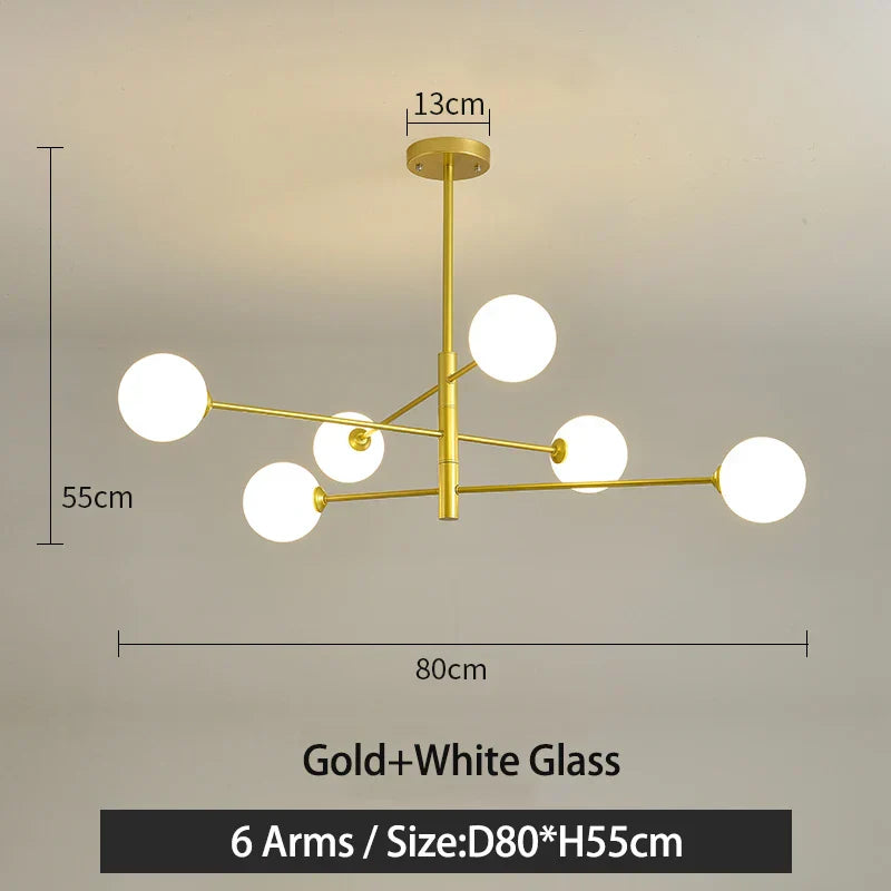 Black/Gold G9 LED Chandelier for Living Room Bedroom Modern Pendant Lighting