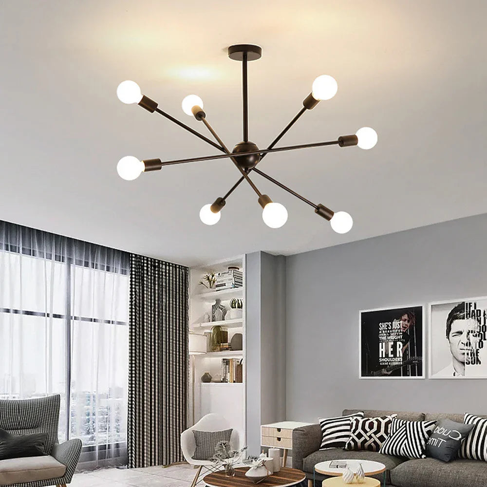 LED Ceiling Chandelier: Modern & Industrial Sputnik Style for Living Room & Bedroom
