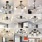 Modern Rod Iron Sputnik Chandelier Vintage Ceiling Lamp for Home Lighting